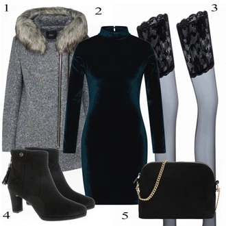 Outfit s Černá/Šedá/Bílá/Fialová/Tmavě modrá Samodržící Punčocha/Síťovaná punčocha/Podržte Punčochu/Punčocha Nad Koleno/Pletená Punčocha/Punčochy Proti Trombóze/Nylonová punčocha VIVANCE "Partyanimal"
