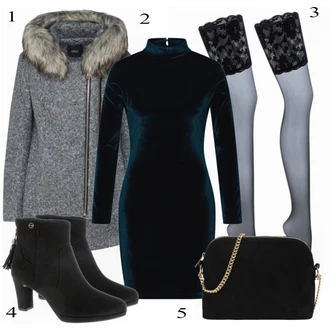 Outfit s Černá/Šedá/Bílá/Fialová/Tmavě modrá Samodržící Punčocha/Síťovaná punčocha/Podržte Punčochu/Punčocha Nad Koleno/Pletená Punčocha/Punčochy Proti Trombóze/Nylonová punčocha VIVANCE "Partyanimal"
