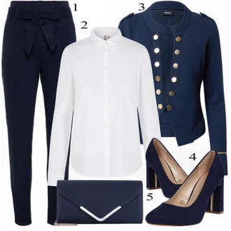 Zimske Outfiti mit Bela/Modra/Siva Bluza & Tunika Pieces "Idealno za pisarno"