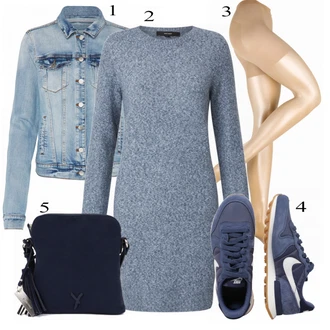 Outfit s Šedá Kabát/Podzimní bunda Vila "Přesně pro volný čas"