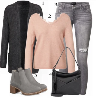 Outfit s Šedá Kozačka Tamaris "Přesně pro volný čas"