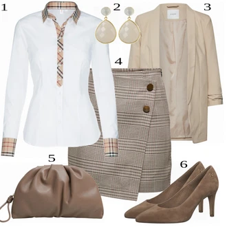 S Mašlí Outfit s Pastelové barvy/Bílá/Béžová/Krémová/Hnědá/Žlutá/Vícebarevný Businessová Halenka/Halenka Slim Fit/Zavazovací Halenka About You "1"