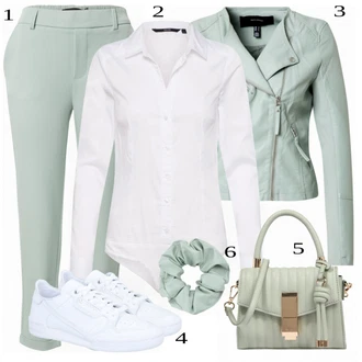 Katoen Bavlna Outfit s Halenka & Tunika/Dlouhý Zimní Kabát/Tělo/Dlouhé Kardigany/Zvonová Kalhoty/Dlouhá tylová sukně VERO MODA "Perfektní Outfit Pro Práci"