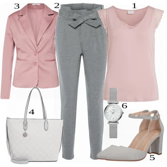 Outfit s Šedá/Stříbrný/Tmavě šedá/Bílá Náramkové hodinky/Dámské chytré hodinky/Řetízkové hodinky/Baterie hodinek Fossil "Perfektní outfit do kanceláře"