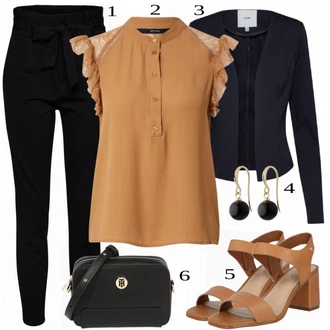 Outfit s Černá Střmenová Kalhoty/Paperbag Kalhoty/Kalhoty s Vysokým Pasem/Pletený Legín VERO MODA "Klasické vzhledy"