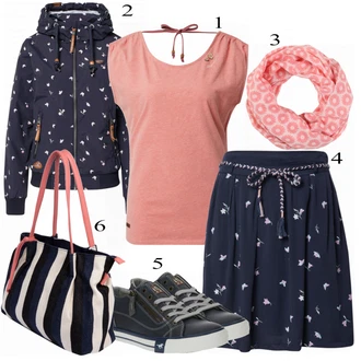 Outfit s Černá Nízká bota na podpatku/Zimní bota/Teniska Mustang "Přesně pro jaro"