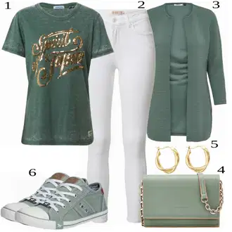 Outfit s Tyrkysový/Zelená/Khaki Pletenina veľkej veľkosti/Tunika/Kabát/Kalhoty Veľké Veľkosti Only "Hezký jarní outfit"