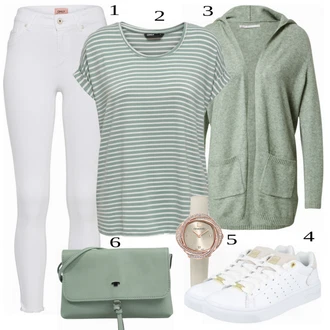 Outfit s Šedá Tričko & Top Móda Pro Plnoštíhlé/Tričko Only "Perfektní na jaro"