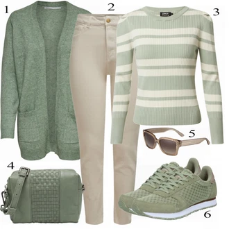Outfit sa Siva/Zeleno Pletenina Kardigan Only, Siva Pletenina Only "Tvoj otmjeni outfit"