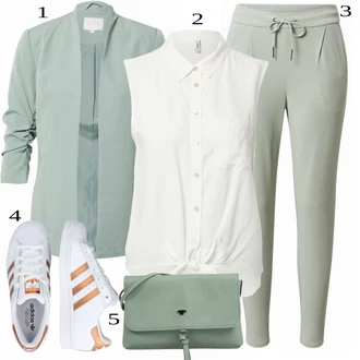 Superstar Outfit s Bílá Teniska Adidas Originals "Cool vzhled na jaro"