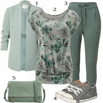 Outfity pro zábavu Tropický s Tmavě zelená/Zelená Halenek top/Pánské boty/Tričko s potiskem/Ležérní top/Krátký top/Top Na Party/Košilový top/Jednoduchý top/Halenka Bez Rukávů Lascana "Praktický vzhled"