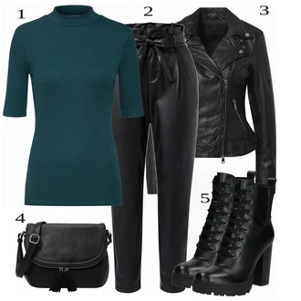 Outfit sa Crna Kožna Jakna Freaky Nation "Tvoj udoban outfit"