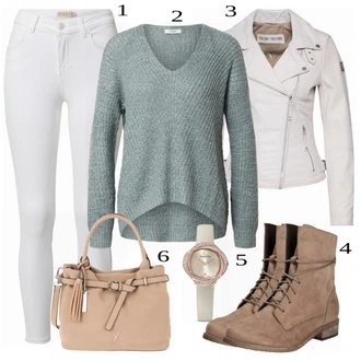 Skinny Outfit s Bílá Dlouhé Kardigany/Dlouhá tylová sukně/Kožená bunda/Dlouhý Zimní Kabát Pieces "Skvělé pro podzim"