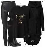 Černé S.Oliver Kozačky Outfity image
