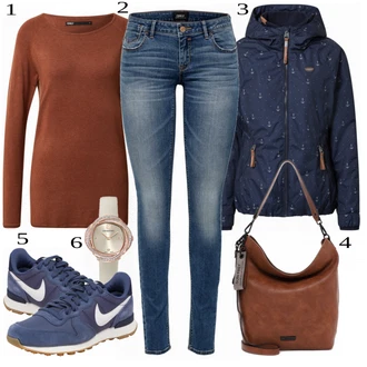 Outfit s Červená/Hnědá/Oranžová Svetry 2 v 1/Kašmírový Svetr/Svetr z Jemné Pleteniny/Kašmírový Svetr/Svetr na kojení/Svetr s Kulatým Výstřihem/Termo Svetr/Vlněný Svetr/Svetr s límečkem/Dlouhý Svetr/Jednoduchý Svetr Only "Skvělé pro podzim"