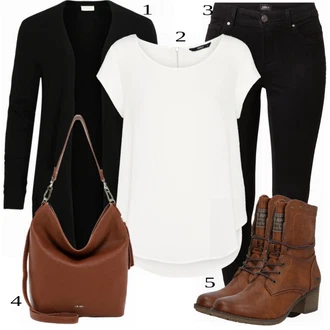 Outfit s Bílá/Krémová/Šedá Halenka a Tunika Tunika/Tričko & Top Móda Pro Plnoštíhlé/Halenka Móda Pro Plnoštíhlou Only "Ulice Styl Outfit"