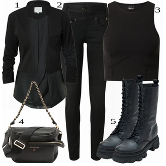 Outfit s Černá Herrlicher "Ulice Styl Outfit"
