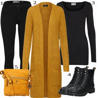 Prošívaný Outfit s Černá Šněrovací Kotníková Bota/Kožená bunda/Vycpaná kozačka/Gumová Kotníková Bota/Bojová Bota/Klasická kozačka/Plochá Kotníková Bota/Kozačka se zipem/Šněrovací Kozačka About You "Ulice Styl Outfit"