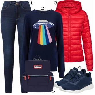 outfit mit Črna Superga Skechers "1"