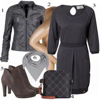 Slim fit Outfit s Šedá/Tmavě šedá Kožené Bund Bunda z Umělé Kůže/Kožená Bomber Bund/Bunda s Bočním Zipem/Motorkářská bunda/Motorkářské Bund/Kožené Bund Maze "Perfekt na podzim"