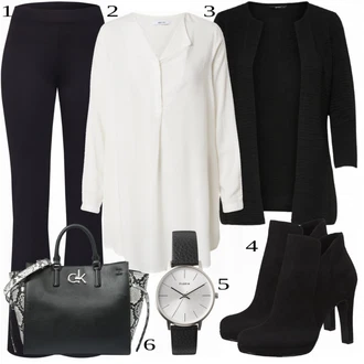 Outfit s Černá Pletenina veľkej veľkosti/Kabát/Tunika Only "Business vzhled"