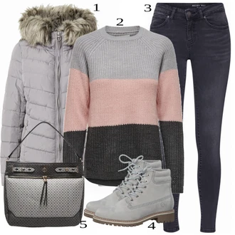 Normální Outfit s Šedá Zimní bota/Prošívaná Bunda Only "Podzimní Look"