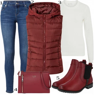 Outfit s Bílá/Šedá Pletený Oděv Vila "Cool každodenní outfit"