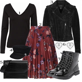 Outfit s Černá/Tmavě modrá/Šedá Kšiltovka Armádní Čepice About You "Trendový podzimní outfit"