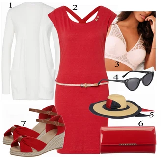 Outfit s Béžová Klobouk Tommy Hilfiger "Skvělé pro léto"