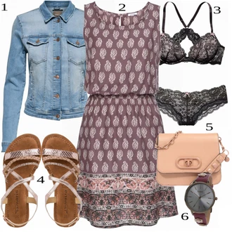 Outfit s Fialová Květinové Šaty/Šaty S Potiskem/Občanské šaty/Bavlněné Šaty/Tunikové šaty/Halenkové Šaty/Mušelínové šaty/Barokní Šaty Lascana "Perfektní na léto"