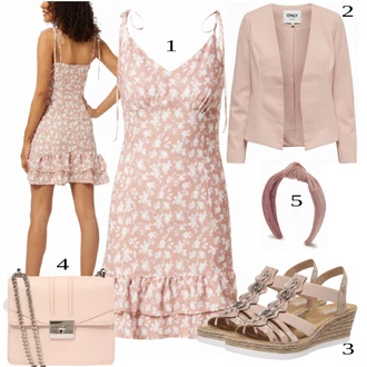 Outfit s Růžová/Béžová/Modrá/Šedá Šaty Trendyol "Perfektní na léto"