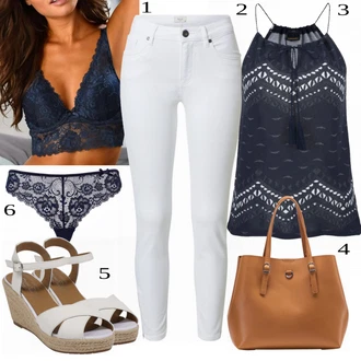 outfit mit Bela/Črna Top Lascana "Tvoj udobni outfit"