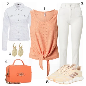 Outfit sa Bijela Traper Jakna More & More "Tvoj otmjeni outfit"