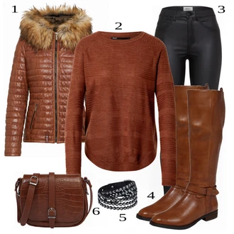 Outfit sa Smeđa Kožna Jakna Oakwood "Tvoj zimski outfit"