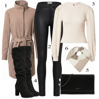 Kombinacije za zimu sa Bež/Siva Šal Zwillingsherz "Tvoj zimski outfit"