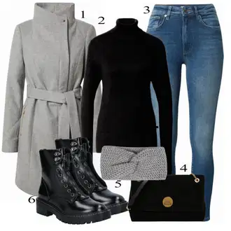 Outfit s Šedá/Tmavě šedá/Světle šedá Pokrývka hlavy/Ohřívač Uší About You "Přesně pro zimu"