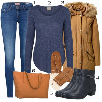Outfit sa Plava Salonka & Visoki Pet Rieker "Zimski Outfit"