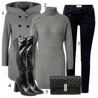 Outfit s Černá Kozačka river island "Přesně pro zimu"