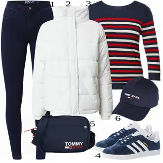 Šik Outfit s Tmavě modrá Džíny Kožená bunda/Zimní bunda/Kotníková Bota/Termální Džíny/Dámské Džíny s Délkou 7/8/High Waist Džínové Kalhoty/Push up Džín/Kožené Boty Only "Přesně pro zimu"Look: Styl, Šik, Elegantní, Cool, Disko, Francouzské, Krásný, Old Money, Bezešvé