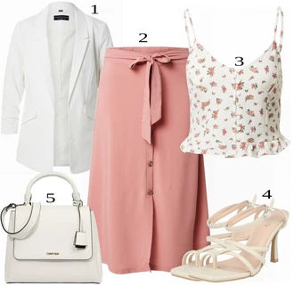 Outfit s Červená/Růžová/Hnědá/Bílá Halenka Bez Rukávů/Bustierový Top/Top Se Špagetovými Ramínky About You "1"