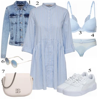 Outfit s Světle Modrá/Modrá Košilové šaty/Bavlněné Šaty/Halenkové Šaty/Šaty S Kosticí/Nadměrná velikost šatů Only "Přesně pro volný čas"