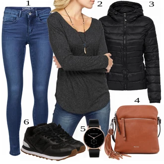 Outfit sa Crna Traper Jakna Only "Idealan za slobodno vrijeme"