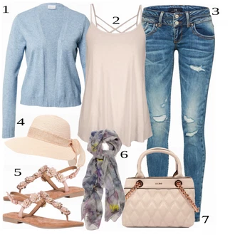 Outfit s Modrá/Tmavě modrá/Světle modrá Džíny s Dírou/Patchworkové Džíny/Kožená Pánská Bund LTB "Ulice Styl Outfit"