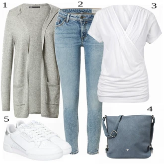 Outfit s Šedá Dlouhý Zimní Kabát/Taška/Dlouhé Šaty/Doplňek/Dlouhá tylová sukně Tom Tailor "Ulice Styl Outfit"