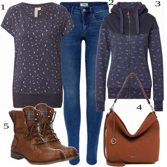 Outfit s Modrá/Černá Mikina s kapucí Mikina Alife and Kickin "Ulice Styl Outfit"