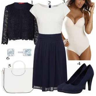 Elegantní Outfit s Bílá/Tmavě modrá/Modrá/Fialová Plisované Šaty/Šaty na Konfirmaci/Ležérní Šaty/2-v-1 šaty/Šaty s Kapsou/Šaty Do Áčka/Občanské šaty/Společenské šaty pro hosta/Midi Šaty About You "Perfektní pro rande"Look: Blokování barev, Old Money, 20 léta, 30 léta, Námořní, Kancelář, Univerzitní, Moderní, Elegantní, Krásný