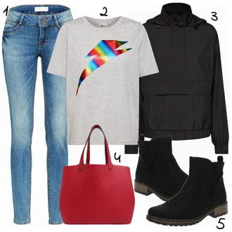 Outfit s Černá Bunda 2v1/Funkční Bunda/Krabice bunda/Ripstop bunda/Tréninkové Bundy/Větrovka/Nylonová bunda/Udržitelná bunda About You "Pieces"