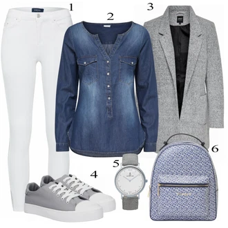 Outfit s Modrá/Tmavě Modrá/Světle Modrá Halenka Džínsová Blůza JdY "Pieces Džíny"