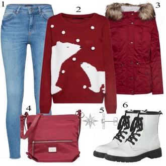 Outfit s Modrá Kožená bunda/Svetrová Vest Dlouhý svetr/Midi Kabát Pieces "Pieces Džíny"