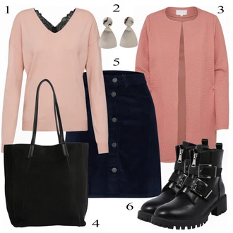 Duckfeet Outfit s Černá/Šedá Chunky Tenisky/Teniska na platformě/Kozačka Motorkářská bota/Šněrovací Kozačka na Platformě/Šněrovací bota About You "PinkStyle"Look: Duckfeet, Metal, Venkovní